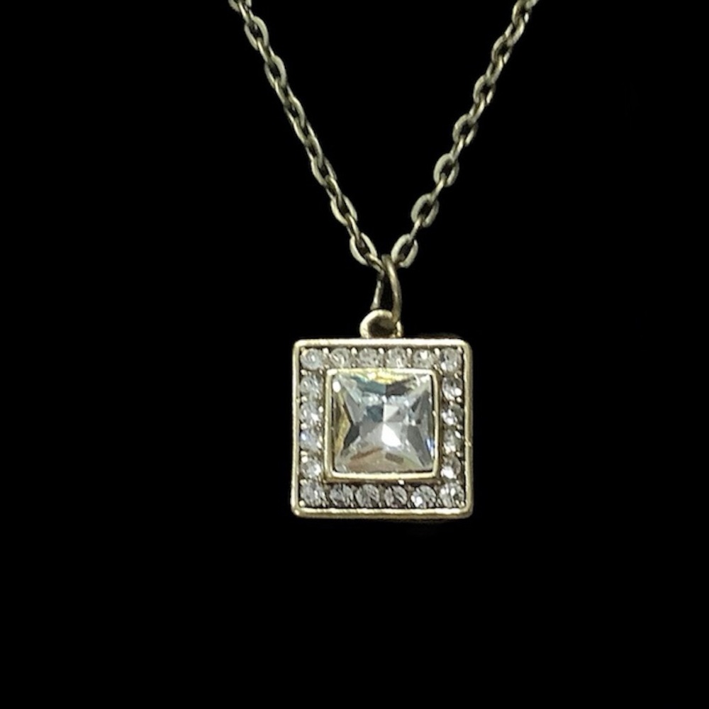 Elegant Gold and Silver Swarovski Crystal Pendant Necklace.